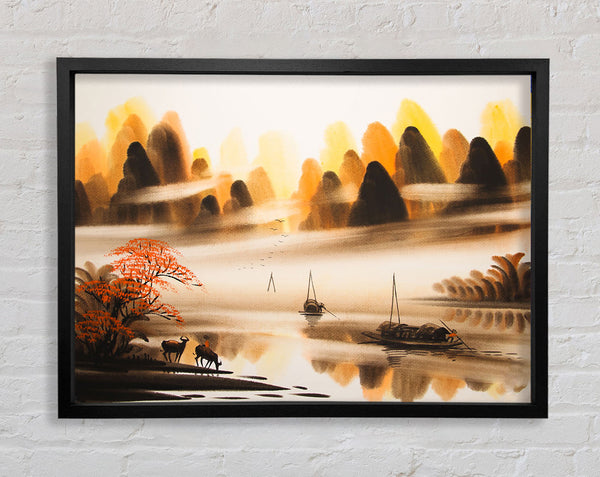 The Valley Of Deer View Framed Print