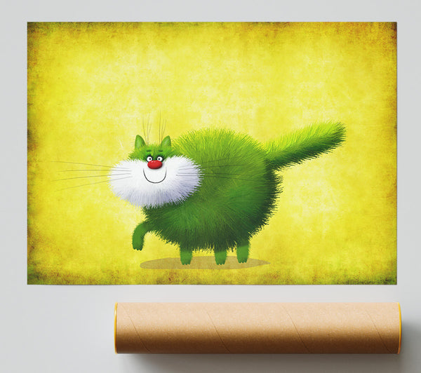 The Green Fuzzy Cat Print