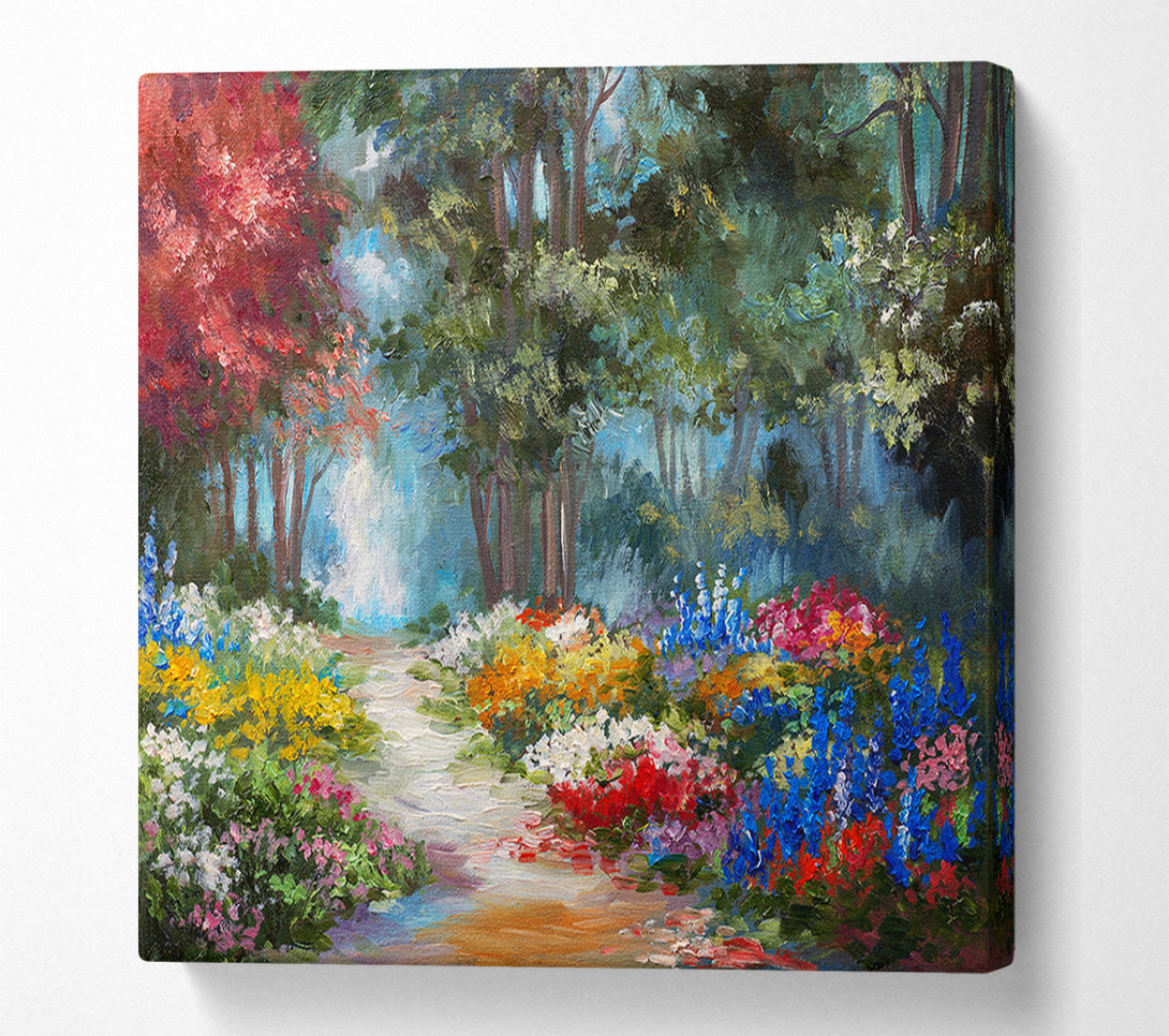  A Canvas Print of Flowers Leading Into The Forest Canvas Wall Art