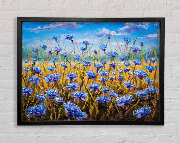 Tiny Blue Flowers In The Field Framed Print