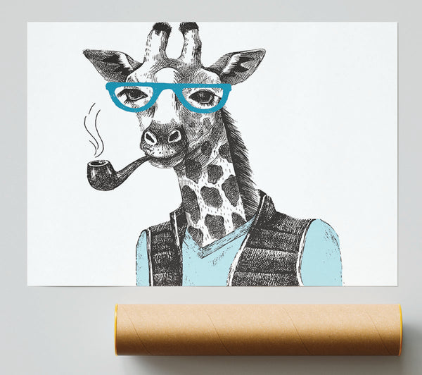 The Giraffe With Glasses Print