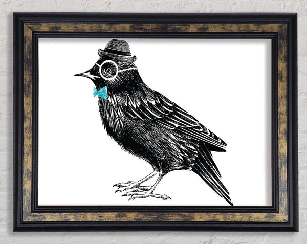 Hipster Crow Framed Print