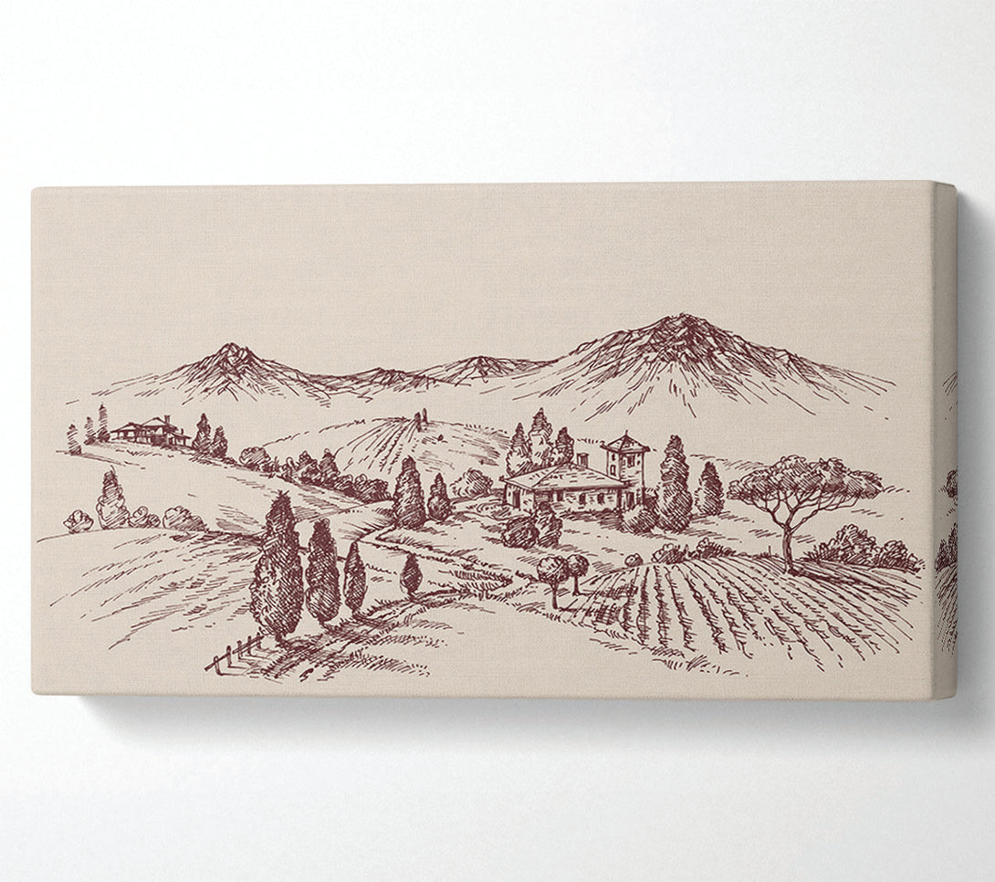  A Canvas Print of The Sepia Mountain Range Canvas Art