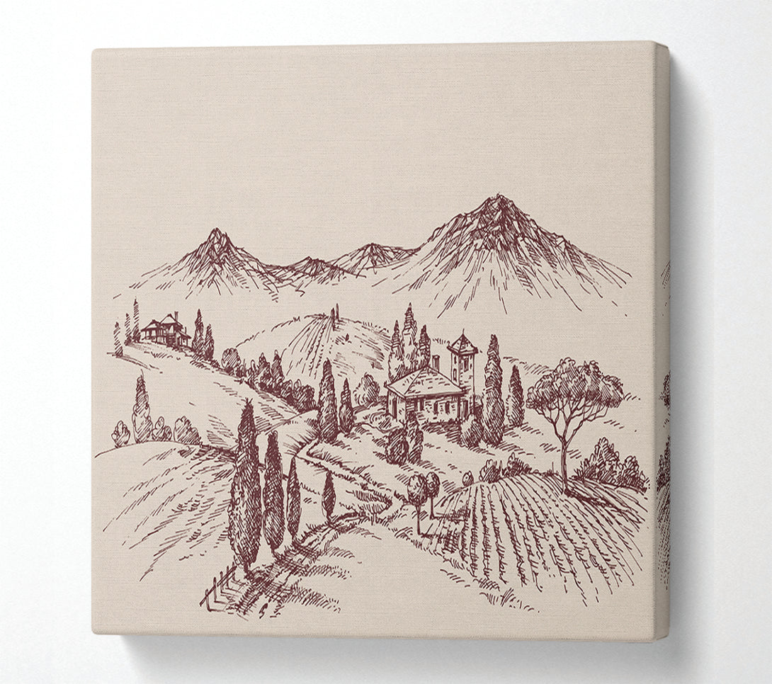  A Canvas Print of The Sepia Mountain Range Canvas Art