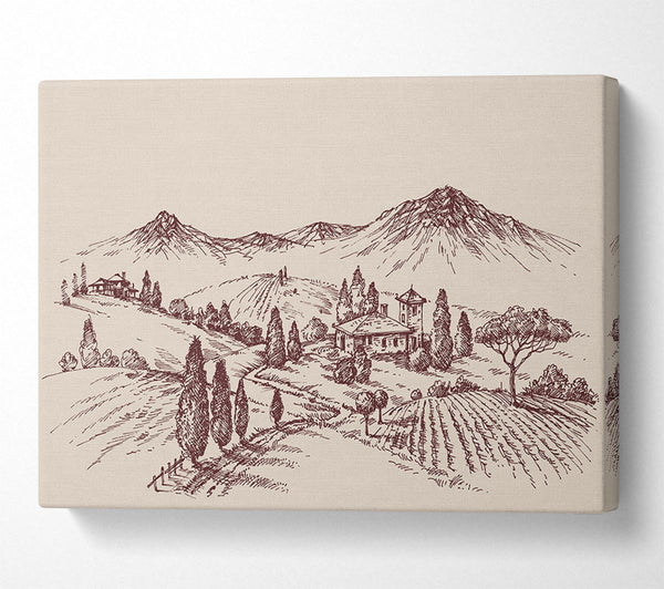  A Canvas Print of The Sepia Mountain Range Canvas Art