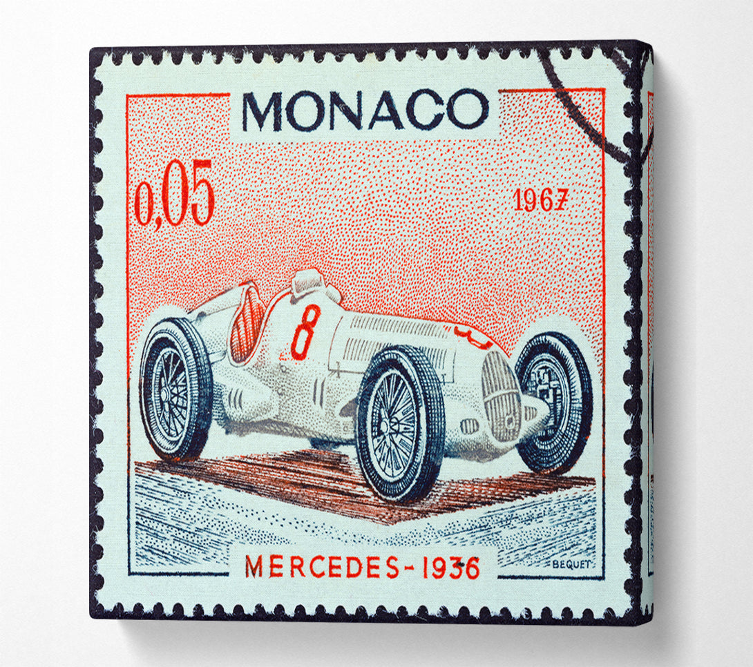  A Canvas Print of Monaco Race Stamp Canvas Art