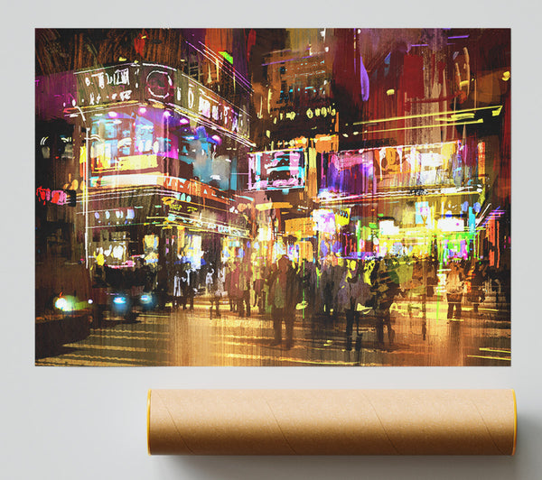 The Busy Nightlife Of New York Print