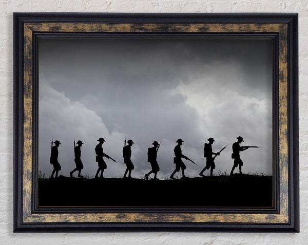 The Troops Silhouette Framed Print