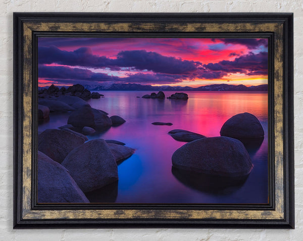 Big Round Stones In The Sand Framed Print