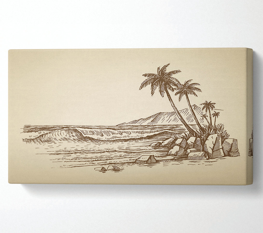  A Canvas Print of The Sepia Beach Canvas Print
