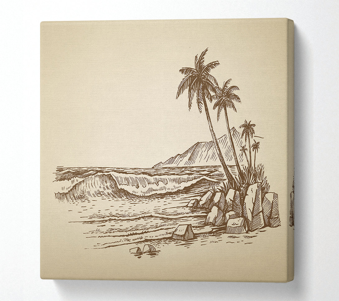  A Canvas Print of The Sepia Beach Canvas Print