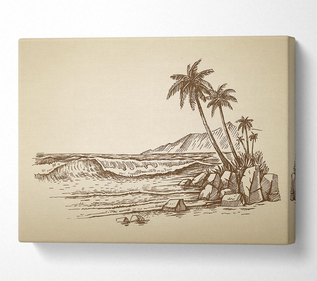  A Canvas Print of The Sepia Beach Canvas Print