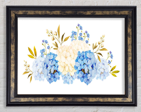 Blue And Beige Carnations Framed Print