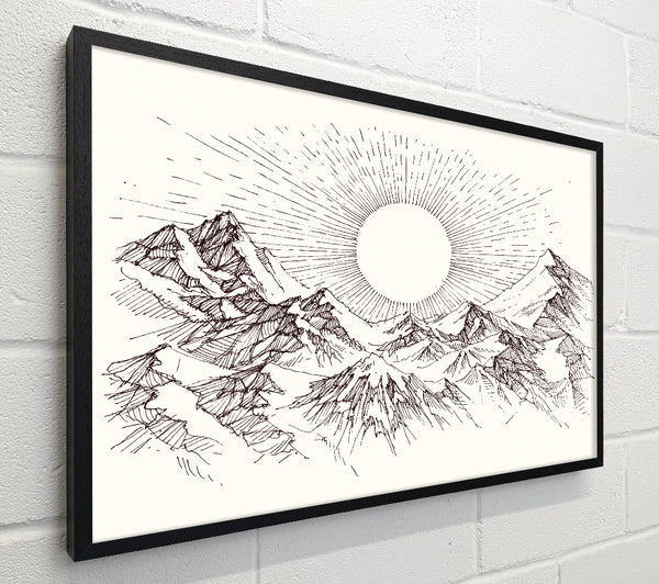 Sun Above The Snowy Mountain Peak