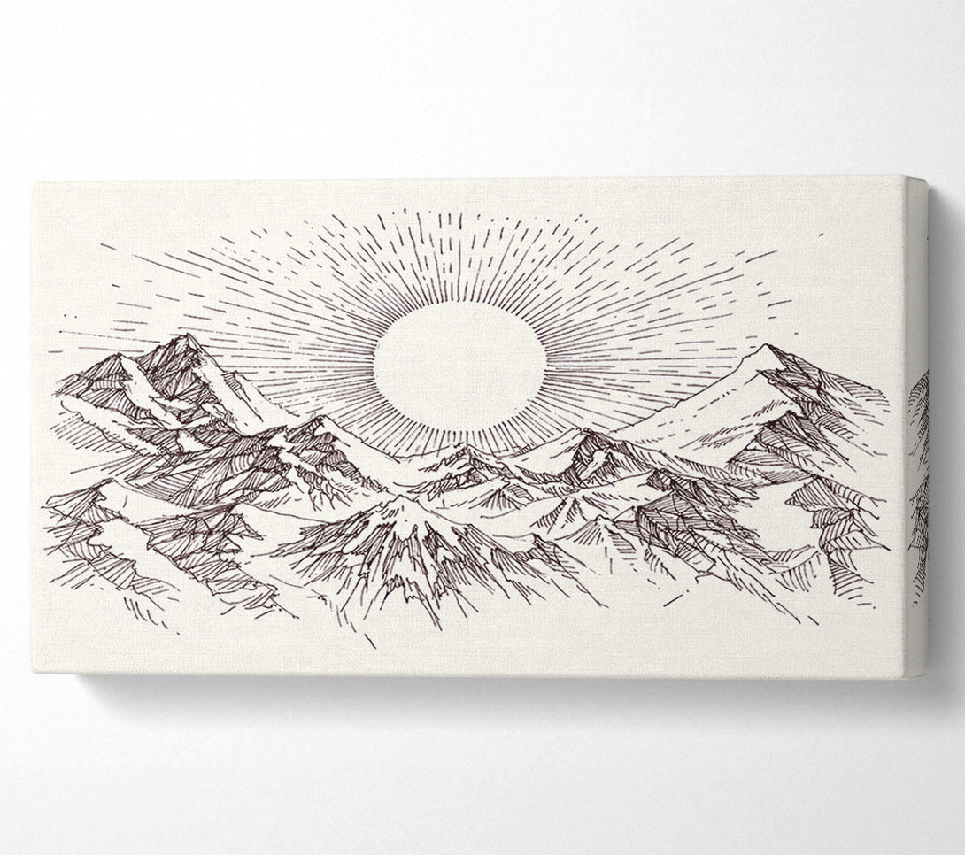  A Canvas Print of Sun Above The Snowy Mountain Peak Canvas Wall Art