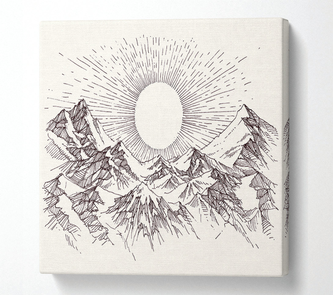  A Canvas Print of Sun Above The Snowy Mountain Peak Canvas Wall Art