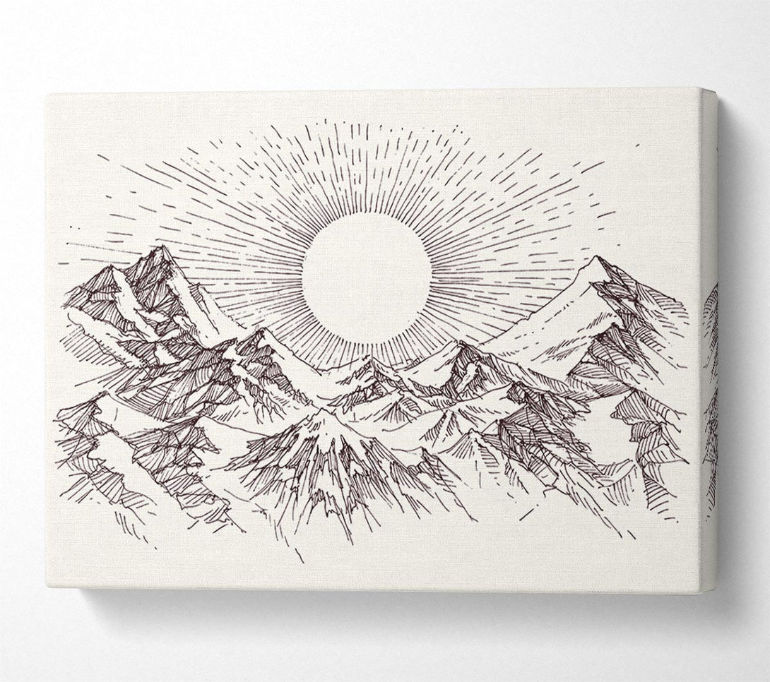  A Canvas Print of Sun Above The Snowy Mountain Peak Canvas Wall Art
