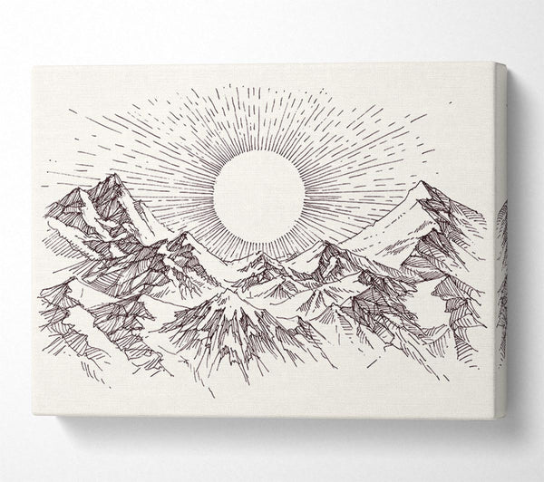  A Canvas Print of Sun Above The Snowy Mountain Peak Canvas Wall Art