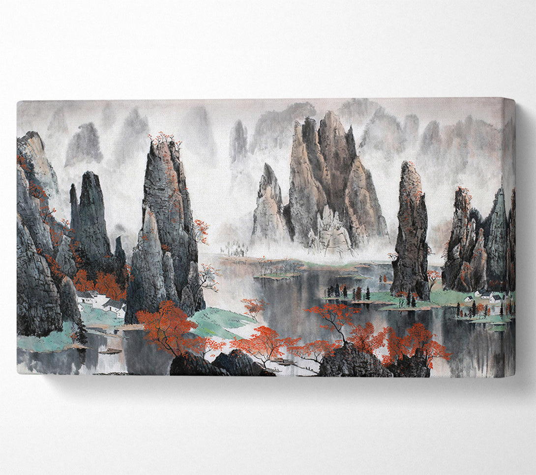  A Canvas Print of Tall Rock Structures In The Valley Canvas Art