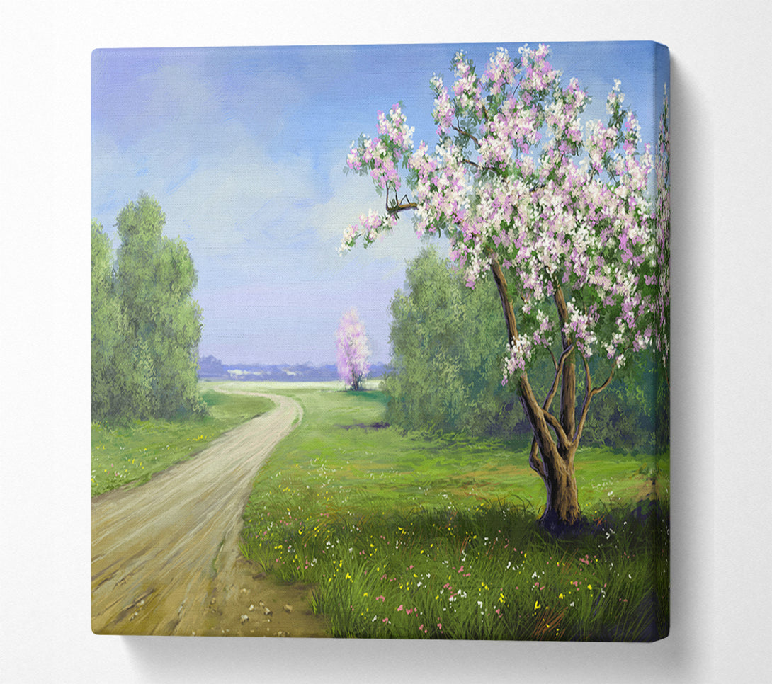  A Canvas Print of The Road Through The Blossom Canvas Print