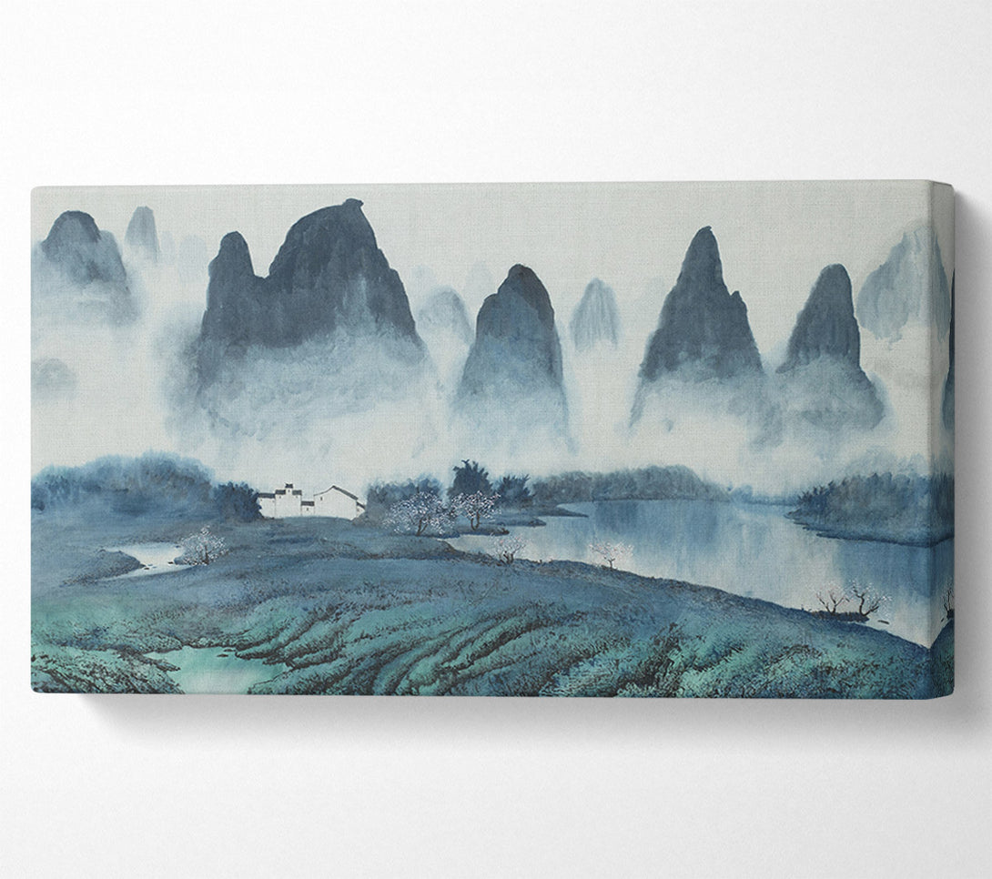  A Canvas Print of Tall Rock Mountain Mist Canvas Print