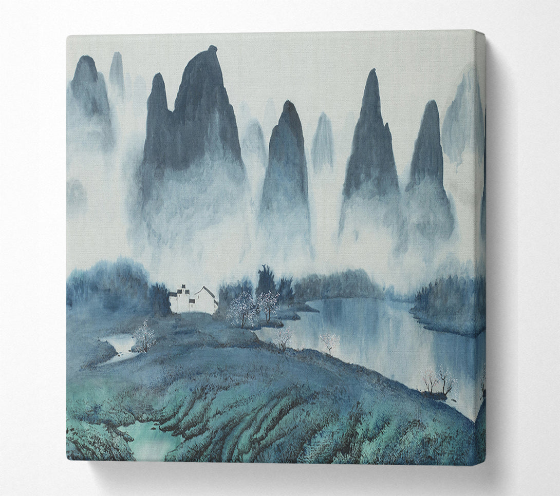  A Canvas Print of Tall Rock Mountain Mist Canvas Print