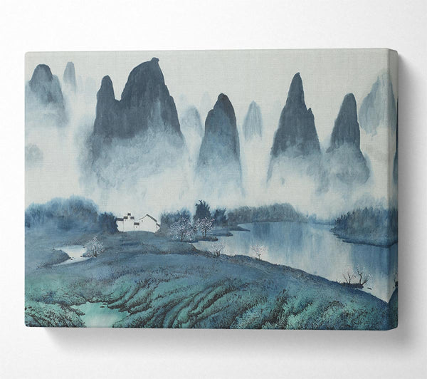  A Canvas Print of Tall Rock Mountain Mist Canvas Print