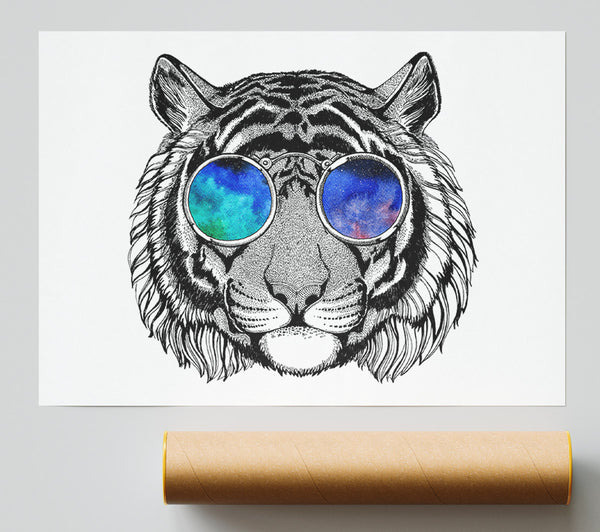 Glasses On A Tiger Hipster Giclee Print