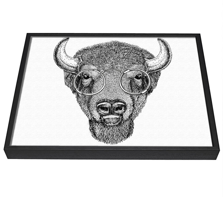 A picture of a Glasses On A Bison framed canvas print sold by Wallart-Direct.co.uk