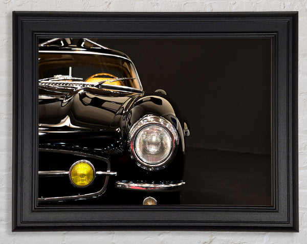 Classic Car Headlight Black Framed Print