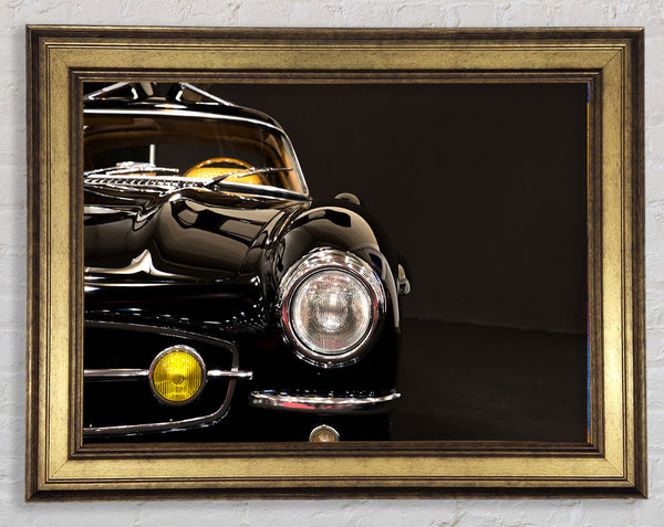 Classic Car Headlight Gold Framed Print