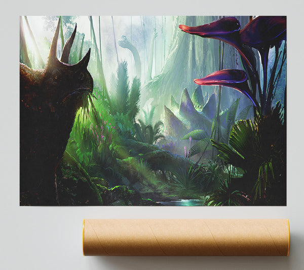 Triceratop Forest Poster