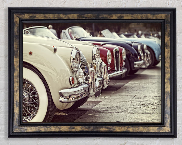 Classic Cars In A Row Framed Print