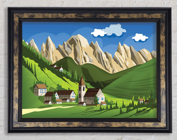 Village In Sweden Framed Print