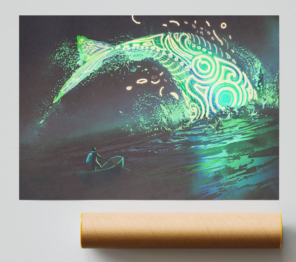 The Whale Jumping Out The Ocean Poster