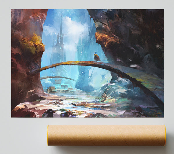The Curved Bridge In The Mountains Poster