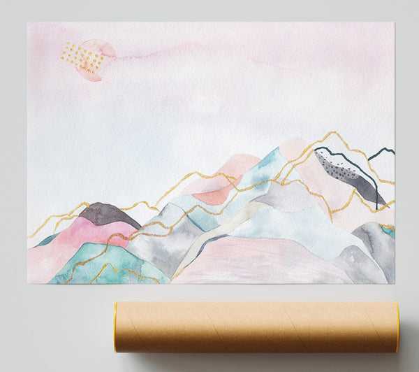 The Pastel Mountain View Print