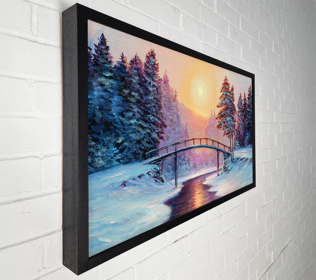  A Canvas Print of Bridge Across The Winter Scene Canvas Print