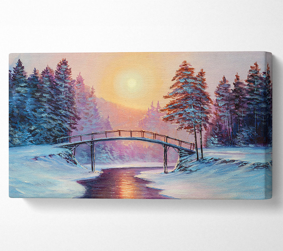  A Canvas Print of Bridge Across The Winter Scene Canvas Print