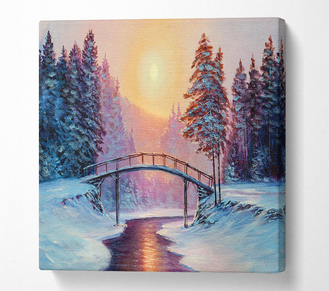  A Canvas Print of Bridge Across The Winter Scene Canvas Print