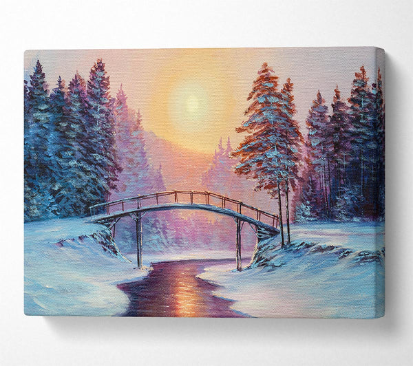  A Canvas Print of Bridge Across The Winter Scene Canvas Print
