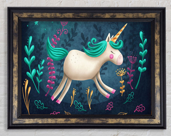 The Jumping Unicorn Framed Print