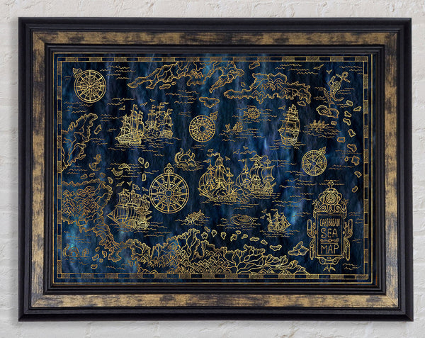 The Pirate Authentic Map Framed Print