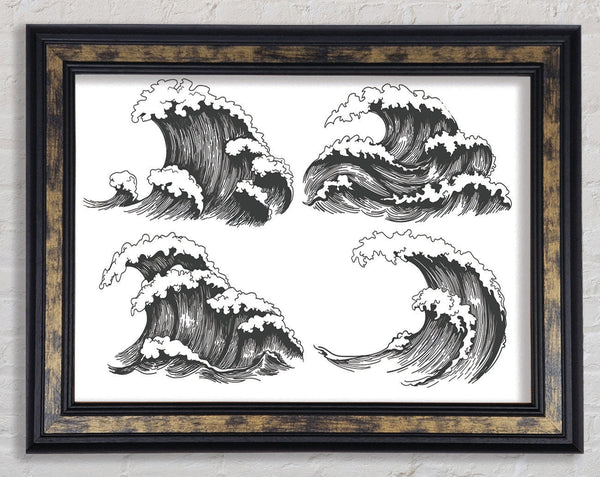 Four Wave Structures Framed Print