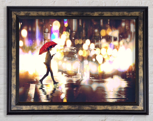 Walking Through The Light Streets Framed Print