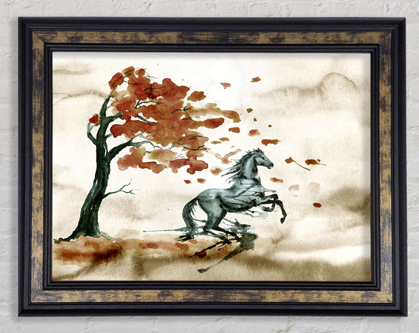 Tree Horse In The Wind Framed Print
