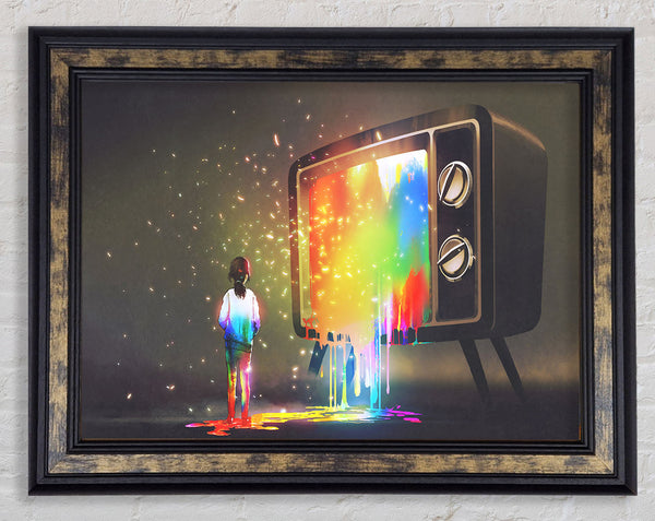 Colour Spilling Out The Tv Framed Print