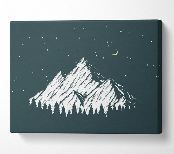  A Canvas Print of Mountain Range At Night Moon Canvas Wall Art