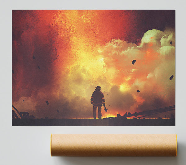 The Fireman Retreats Giclee Print
