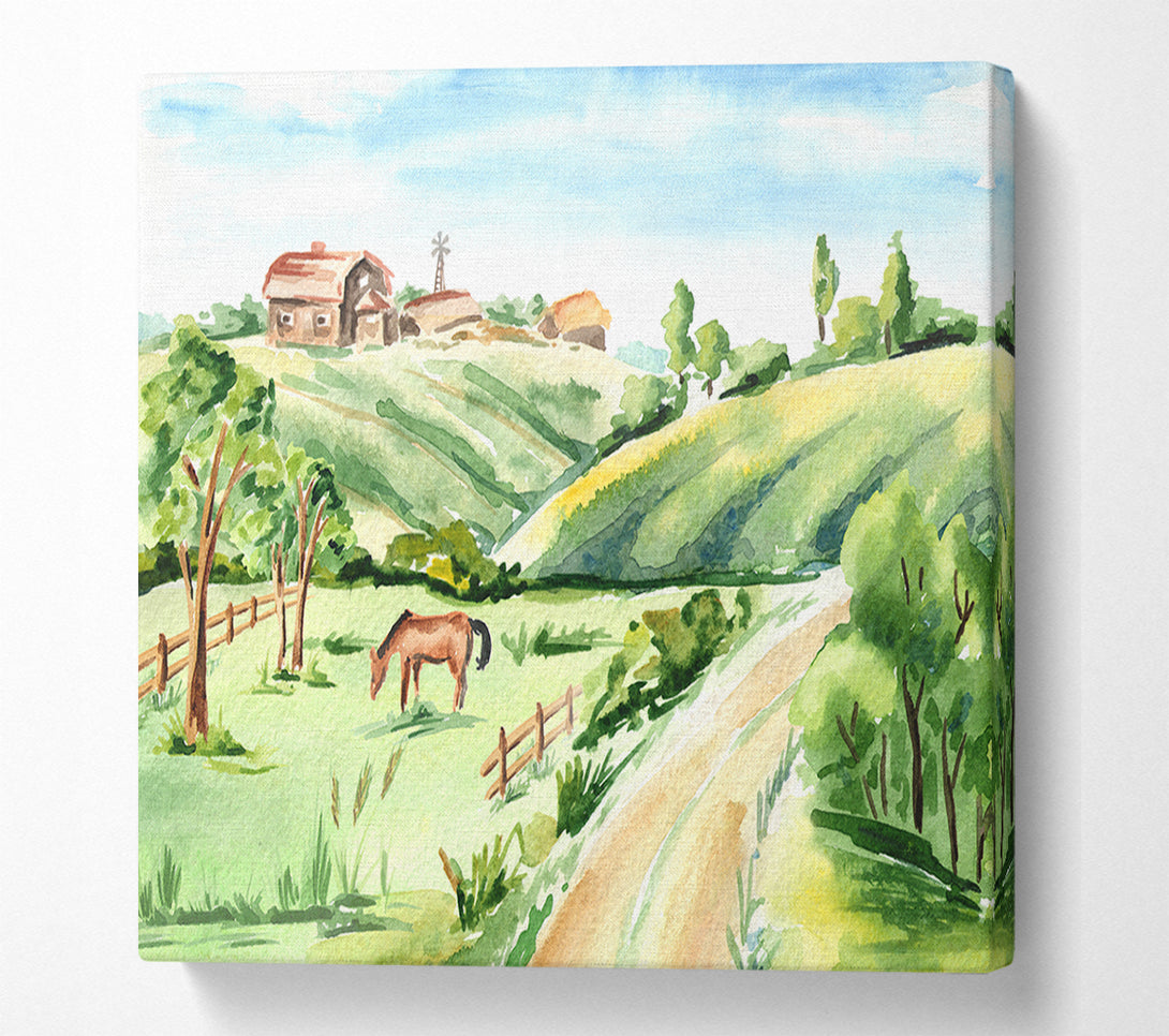  A Canvas Print of Horses In A Farm Canvas Print